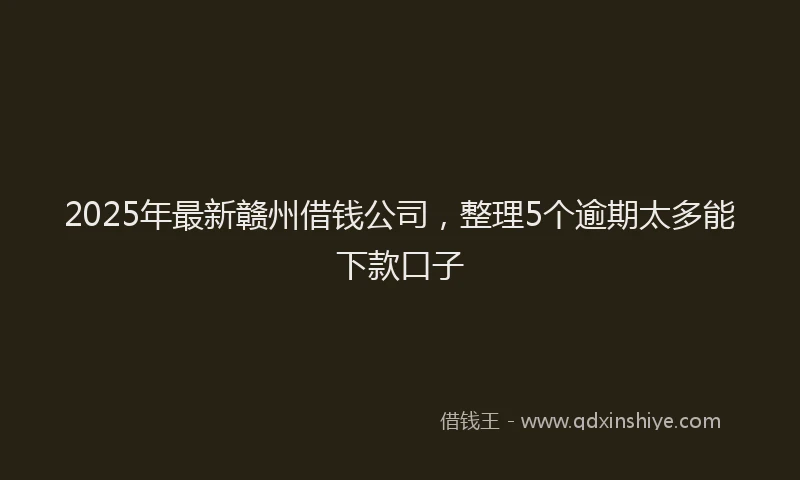 2025年最新赣州借钱公司，整理5个逾期太多能下款口子