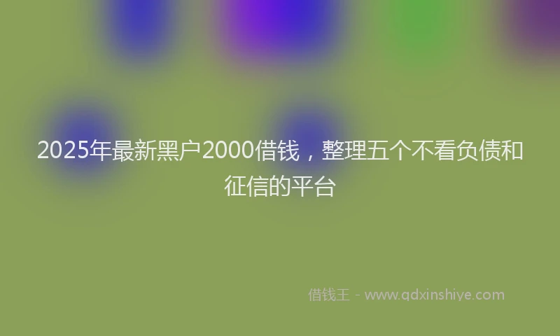2025年最新黑户2000借钱，整理五个不看负债和征信的平台