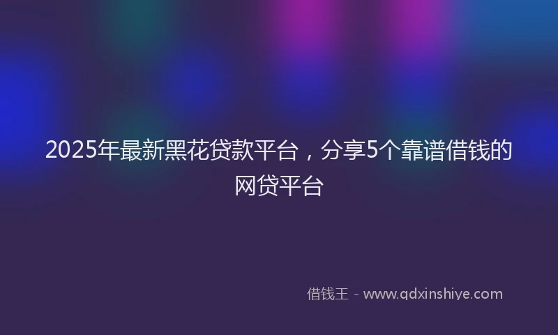 2025年最新黑花贷款平台，分享5个靠谱借钱的网贷平台