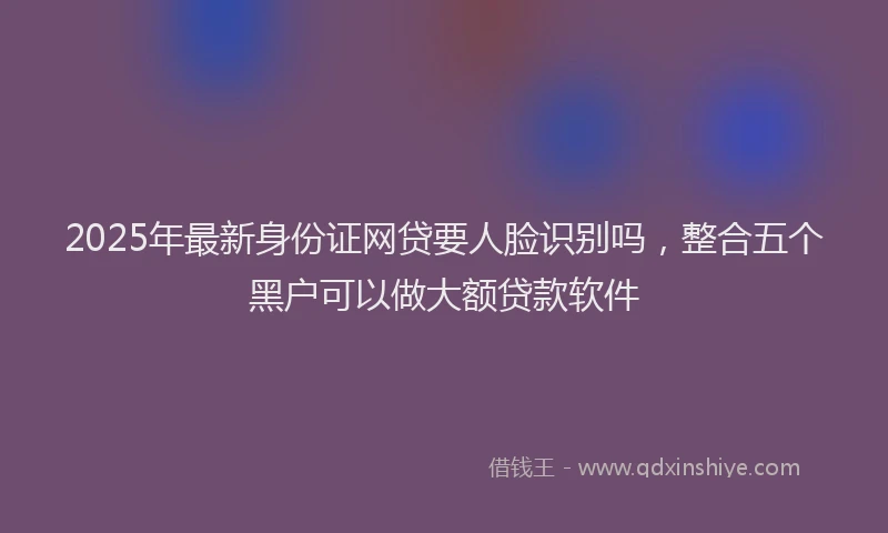 2025年最新身份证网贷要人脸识别吗，整合五个黑户可以做大额贷款软件