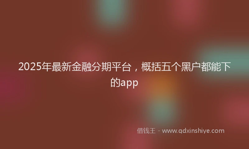 2025年最新金融分期平台，概括五个黑户都能下的app