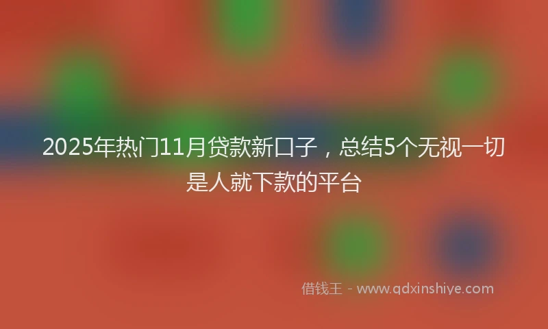 2025年热门11月贷款新口子，总结5个无视一切是人就下款的平台
