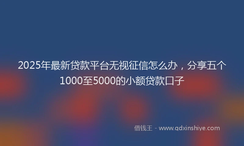 2025年最新贷款平台无视征信怎么办，分享五个1000至5000的小额贷款口子