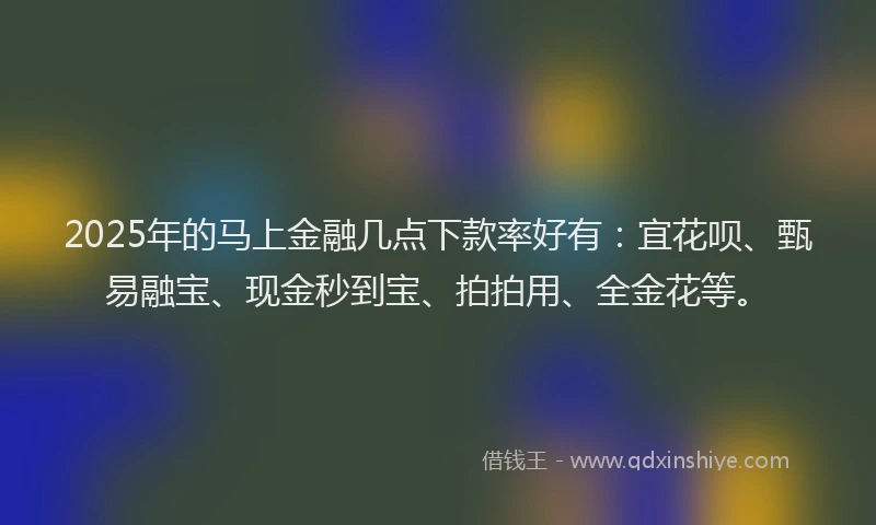 2025年的马上金融几点下款率好有：宜花呗、甄易融宝、现金秒到宝、拍拍用、全金花等。