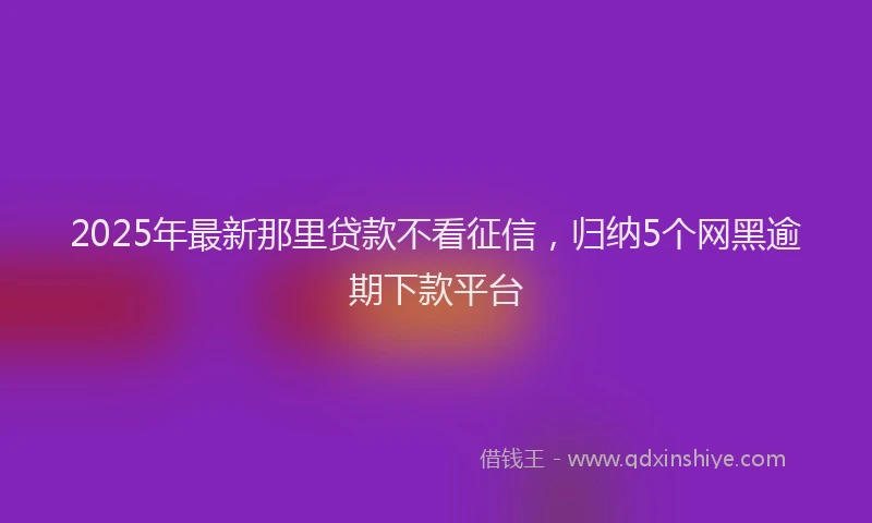 2025年最新那里贷款不看征信，归纳5个网黑逾期下款平台