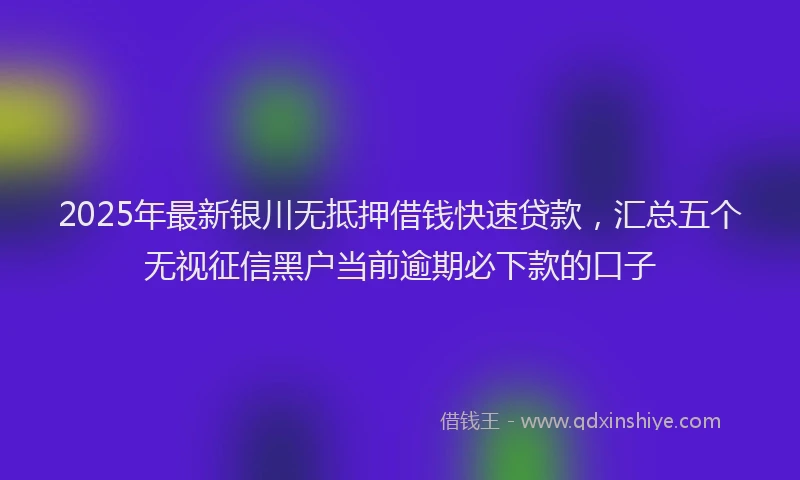2025年最新银川无抵押借钱快速贷款，汇总五个无视征信黑户当前逾期必下款的口子