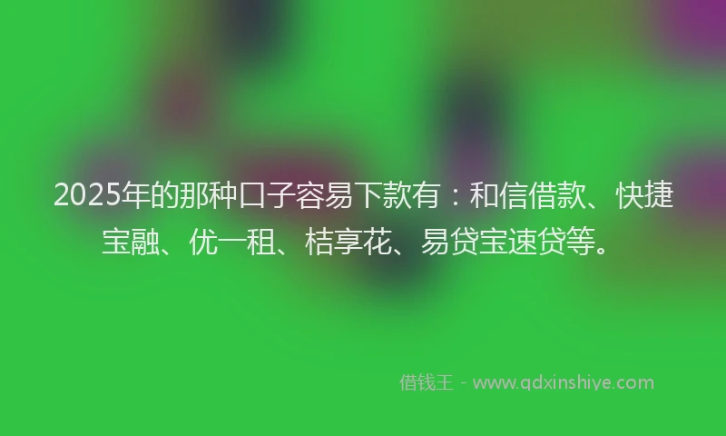 2025年的那种口子容易下款有：和信借款、快捷宝融、优一租、桔享花、易贷宝速贷等。