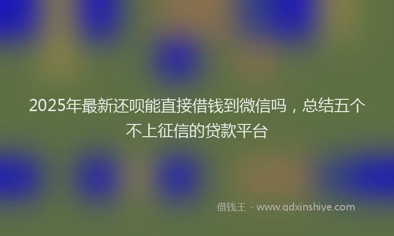 2025年最新还呗能直接借钱到微信吗，总结五个不上征信的贷款平台