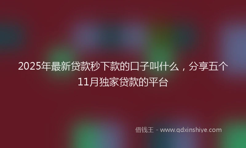 2025年最新贷款秒下款的口子叫什么，分享五个11月独家贷款的平台