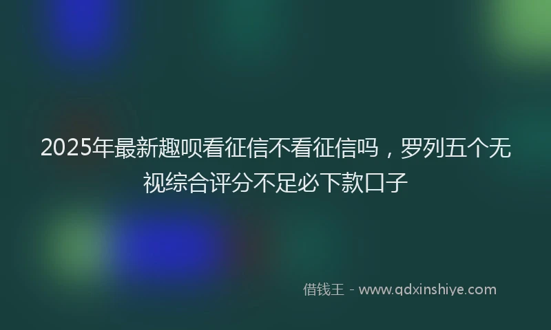 2025年最新趣呗看征信不看征信吗，罗列五个无视综合评分不足必下款口子