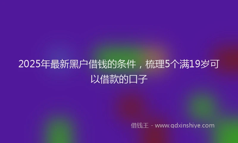 2025年最新黑户借钱的条件，梳理5个满19岁可以借款的口子