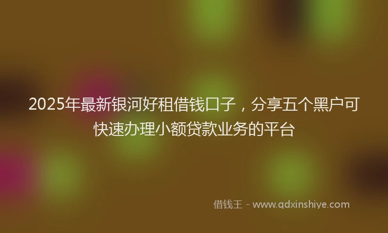 2025年最新银河好租借钱口子，分享五个黑户可快速办理小额贷款业务的平台
