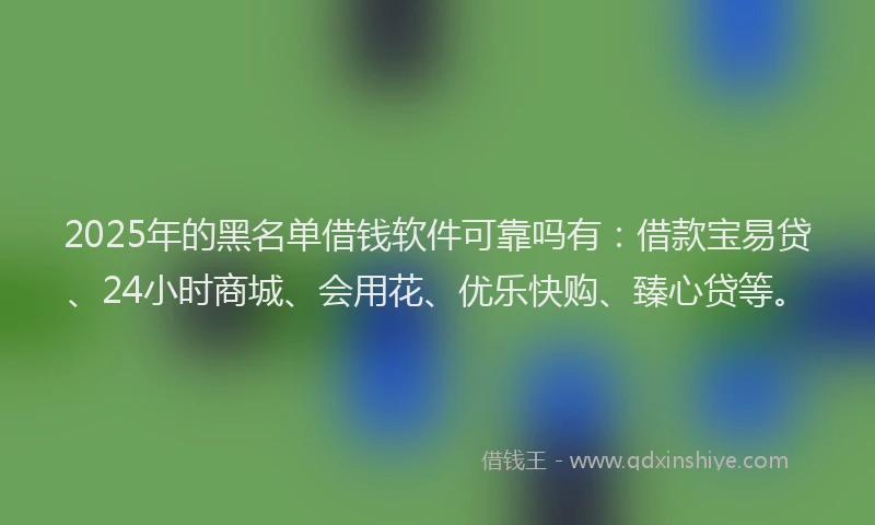 2025年的黑名单借钱软件可靠吗有：借款宝易贷、24小时商城、会用花、优乐快购、臻心贷等。