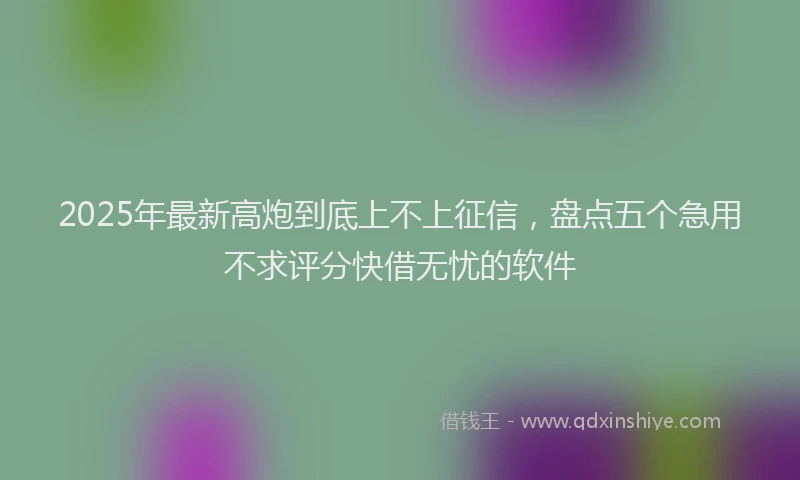 2025年最新高炮到底上不上征信，盘点五个急用不求评分快借无忧的软件