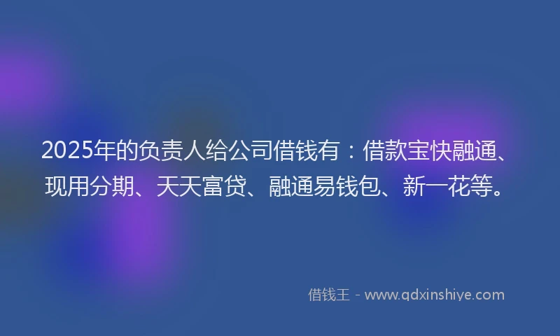2025年的负责人给公司借钱有：借款宝快融通、现用分期、天天富贷、融通易钱包、新一花等。