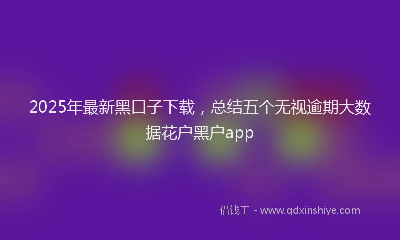 2025年最新黑口子下载，总结五个无视逾期大数据花户黑户app