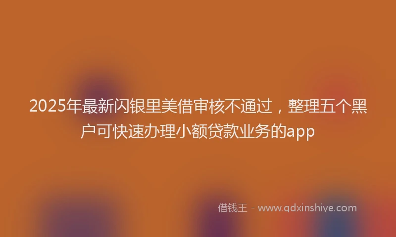 2025年最新闪银里美借审核不通过，整理五个黑户可快速办理小额贷款业务的app