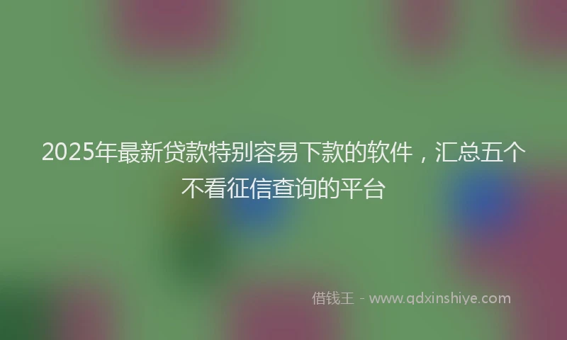 2025年最新贷款特别容易下款的软件，汇总五个不看征信查询的平台