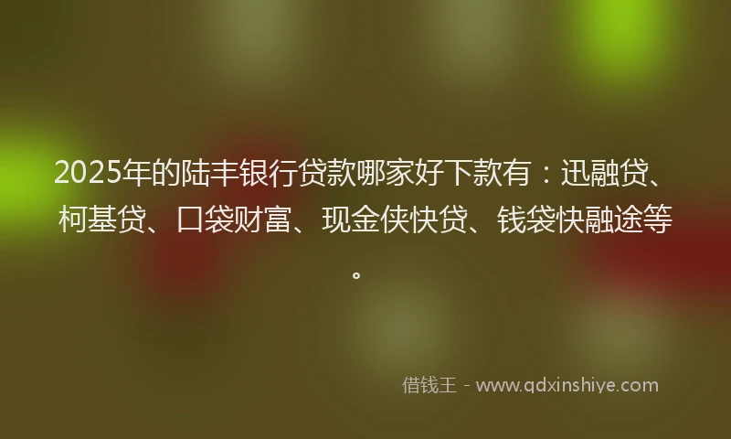2025年的陆丰银行贷款哪家好下款有：迅融贷、柯基贷、口袋财富、现金侠快贷、钱袋快融途等。