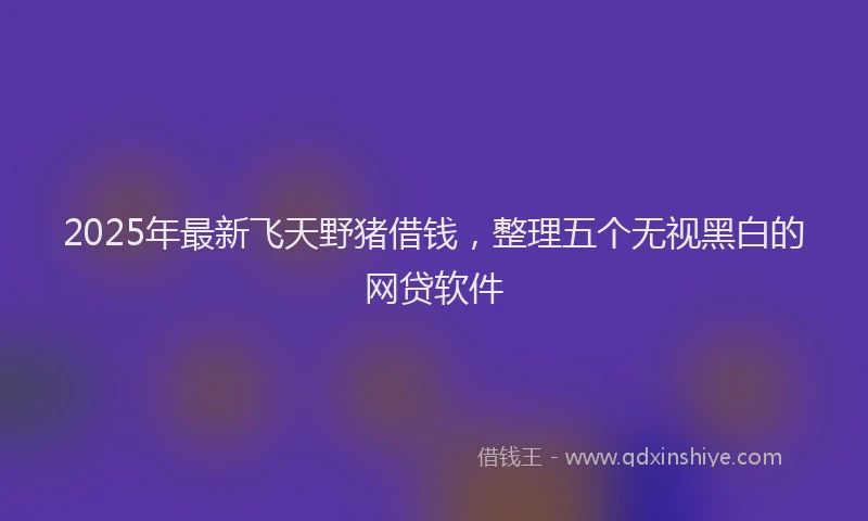 2025年最新飞天野猪借钱，整理五个无视黑白的网贷软件