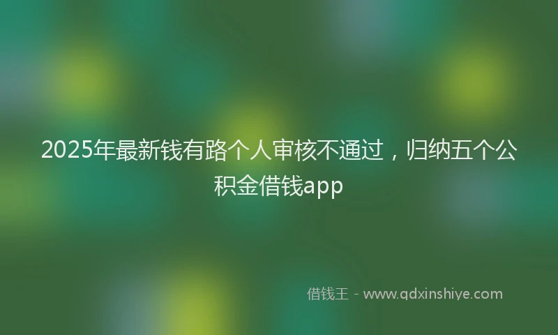 2025年最新钱有路个人审核不通过，归纳五个公积金借钱app