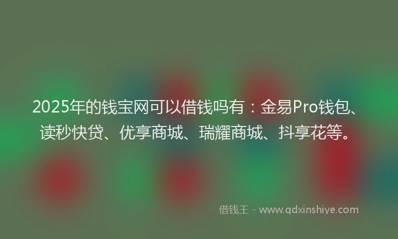 2025年的钱宝网可以借钱吗有：金易Pro钱包、读秒快贷、优享商城、瑞耀商城、抖享花等。