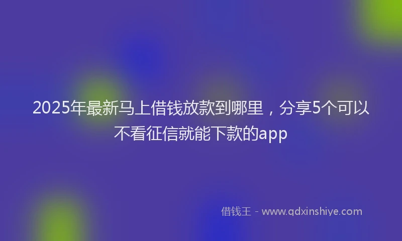 2025年最新马上借钱放款到哪里，分享5个可以不看征信就能下款的app