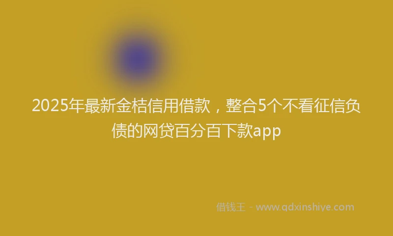 2025年最新金桔信用借款，整合5个不看征信负债的网贷百分百下款app