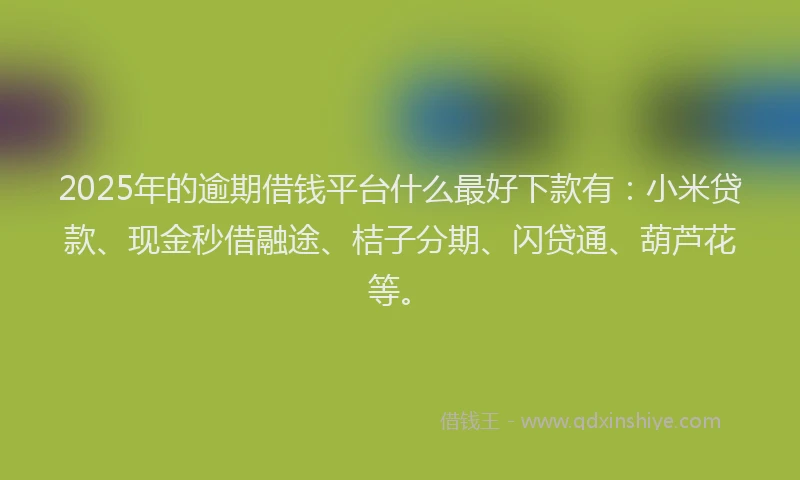 2025年的逾期借钱平台什么最好下款有：小米贷款、现金秒借融途、桔子分期、闪贷通、葫芦花等。