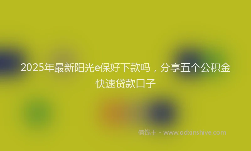 2025年最新阳光e保好下款吗，分享五个公积金快速贷款口子