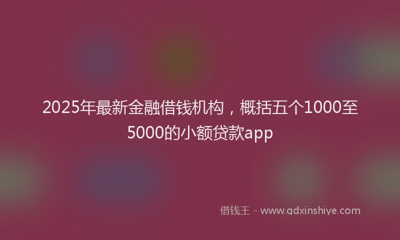 2025年最新金融借钱机构，概括五个1000至5000的小额贷款app