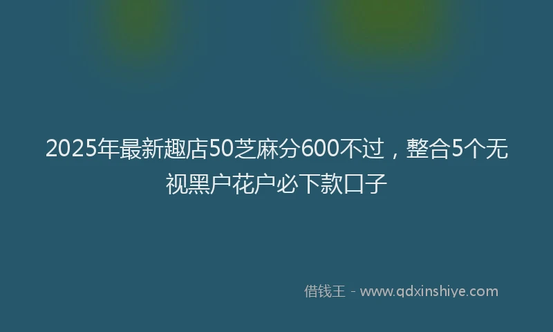 2025年最新趣店50芝麻分600不过，整合5个无视黑户花户必下款口子