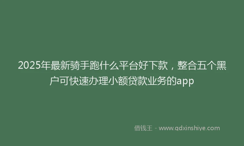 2025年最新骑手跑什么平台好下款，整合五个黑户可快速办理小额贷款业务的app