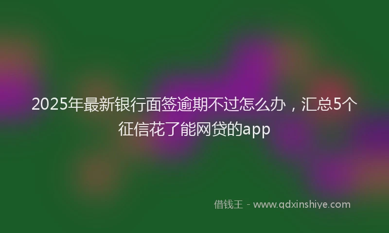 2025年最新银行面签逾期不过怎么办，汇总5个征信花了能网贷的app