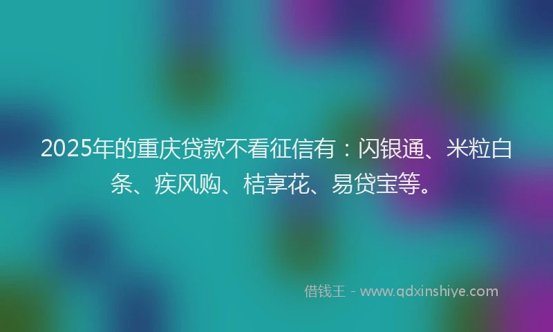 2025年的重庆贷款不看征信有：闪银通、米粒白条、疾风购、桔享花、易贷宝等。