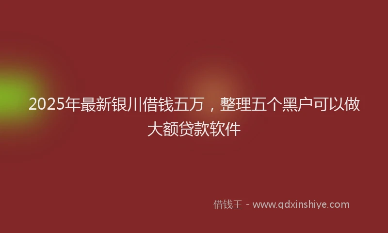 2025年最新银川借钱五万，整理五个黑户可以做大额贷款软件