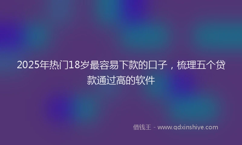 2025年热门18岁最容易下款的口子，梳理五个贷款通过高的软件