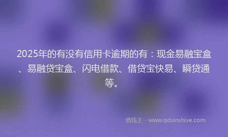2025年的有没有信用卡逾期的有：现金易融宝盒、易融贷宝盒、闪电借款、借贷宝快易、瞬贷通等。