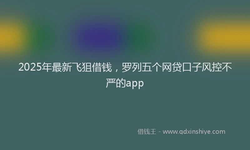 2025年最新飞狙借钱，罗列五个网贷口子风控不严的app