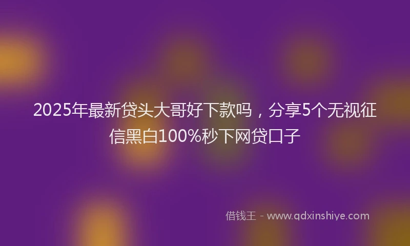 2025年最新贷头大哥好下款吗，分享5个无视征信黑白100%秒下网贷口子