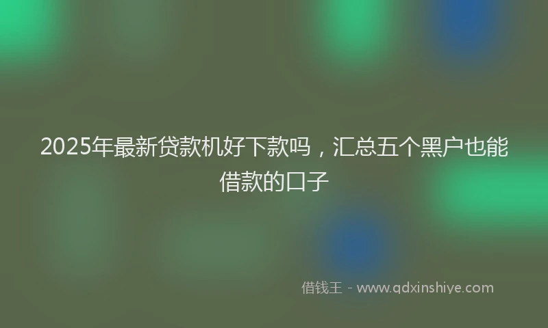 2025年最新贷款机好下款吗，汇总五个黑户也能借款的口子