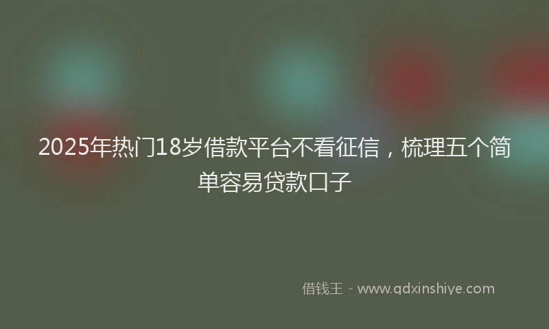 2025年热门18岁借款平台不看征信，梳理五个简单容易贷款口子