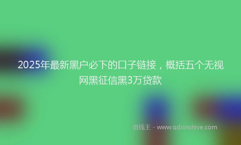 2025年最新黑户必下的口子链接，概括五个无视网黑征信黑3万贷款