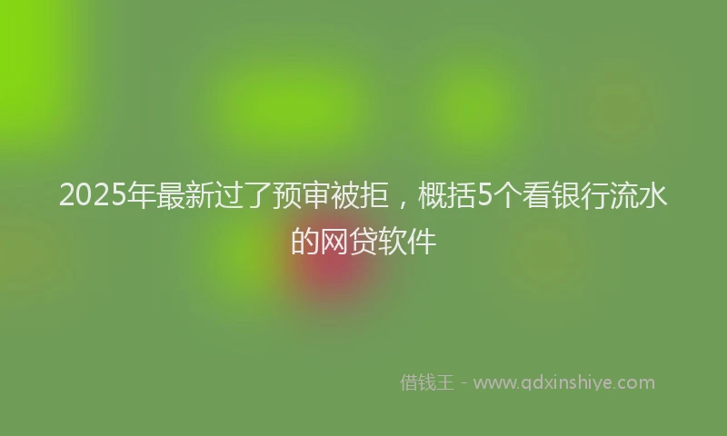 2025年最新过了预审被拒，概括5个看银行流水的网贷软件