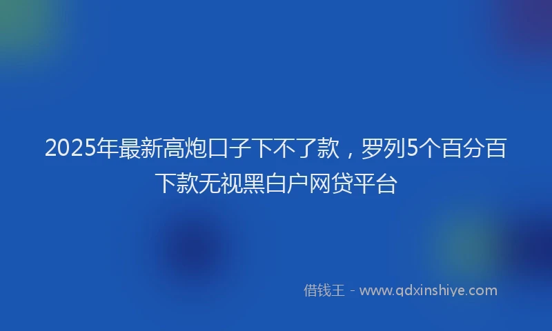 2025年最新高炮口子下不了款，罗列5个百分百下款无视黑白户网贷平台