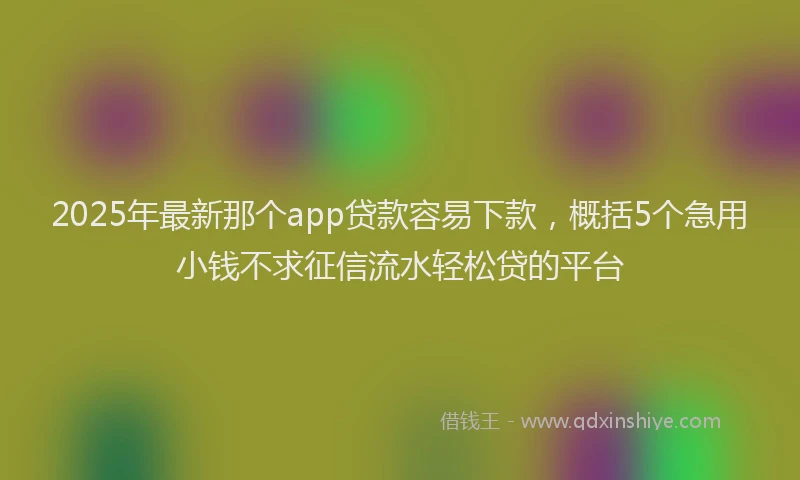 2025年最新那个app贷款容易下款，概括5个急用小钱不求征信流水轻松贷的平台