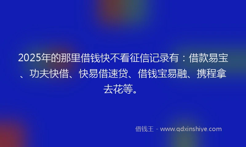 2025年的那里借钱快不看征信记录有：借款易宝、功夫快借、快易借速贷、借钱宝易融、携程拿去花等。