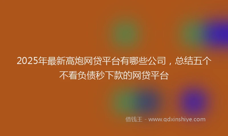 2025年最新高炮网贷平台有哪些公司，总结五个不看负债秒下款的网贷平台