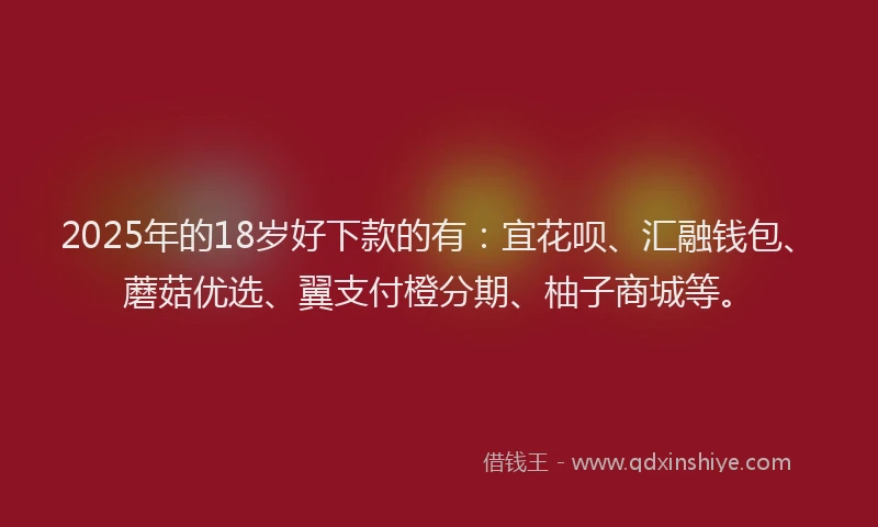 2025年的18岁好下款的有：宜花呗、汇融钱包、蘑菇优选、翼支付橙分期、柚子商城等。