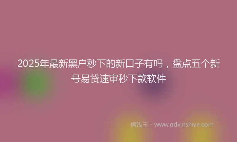 2025年最新黑户秒下的新口子有吗，盘点五个新号易贷速审秒下款软件